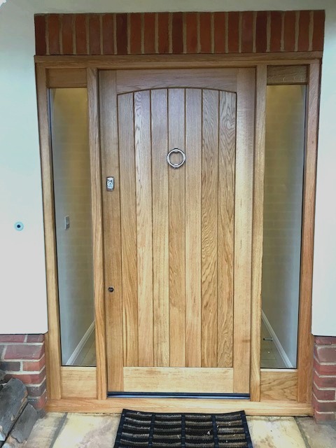 Solid Oak Door With Glazed Sidelights