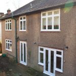 Flush timber windows in white