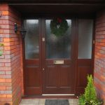 Mahogany entrance door with sidelights