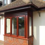 Mahogany windows with curved edge