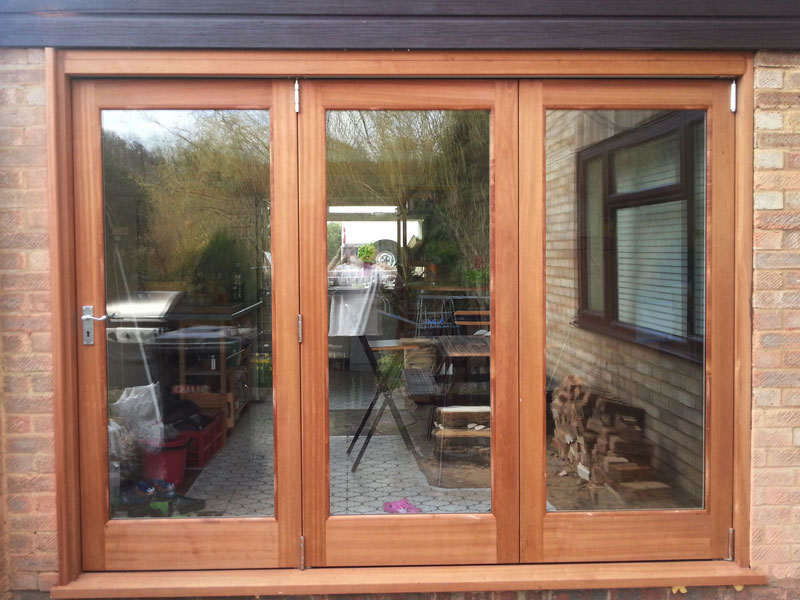 Oak bifold door external view