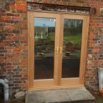 Oak double doors with double glazing