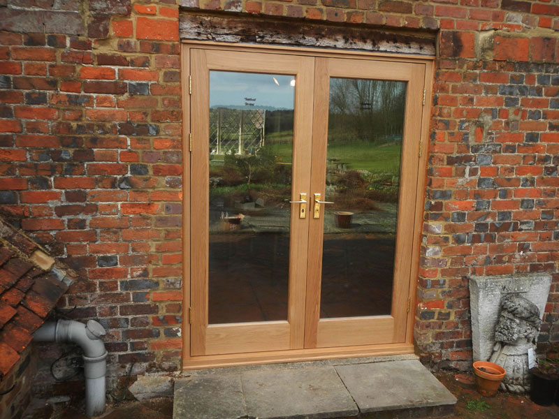 Oak double doors with double glazing