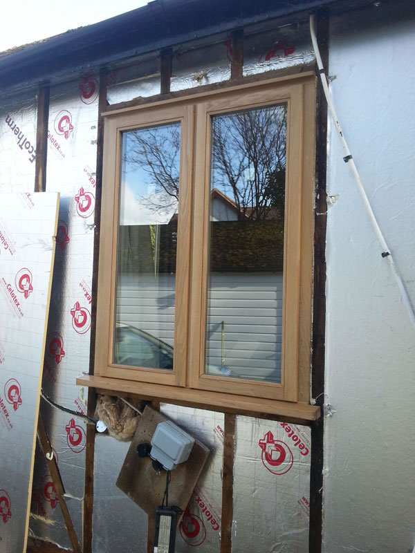 Oak windows installed into a new extension