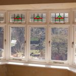 Internal shot of timber bay windows