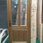 Timber door with lead details in our factory