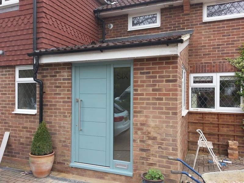 Timber door in chartwell green