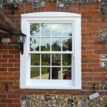 Timber sash window with horns