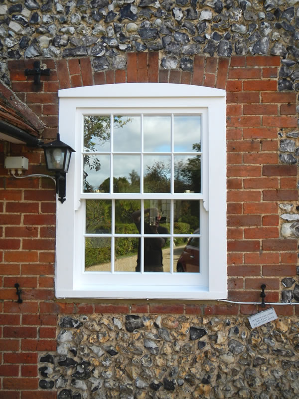 Timber sash window with horns