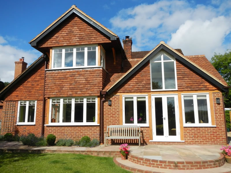 Angled timber windows