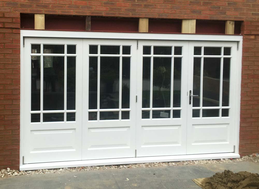 White painted patio folding doors
