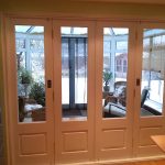 Timber bi-folding door fully closed