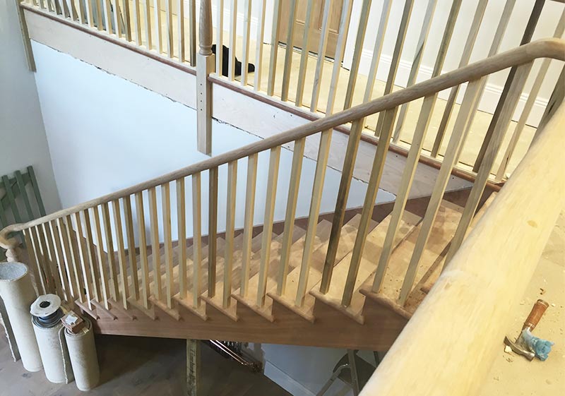 Timber staircase bannister joinery
