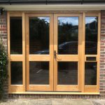 Solid Oak Timber Double Door Set With Sidelights