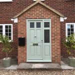 Hardwood painted front door with sidelight