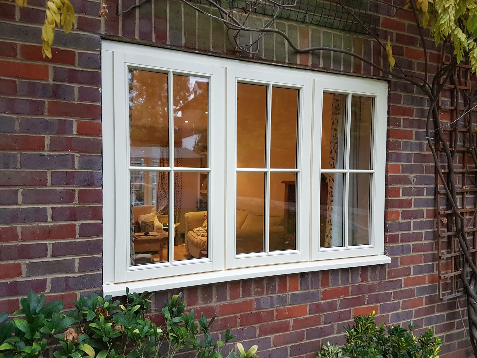 Stormproof timber window with cottage style bars