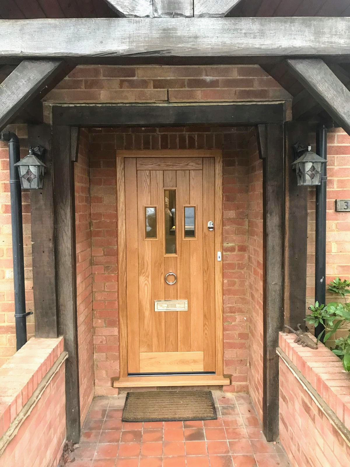 Solid Oak Timber Front Door With Vision Panels